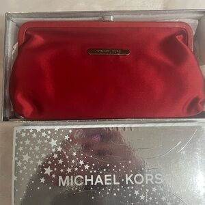 Michael Kors Scarlet Satin Clutch
